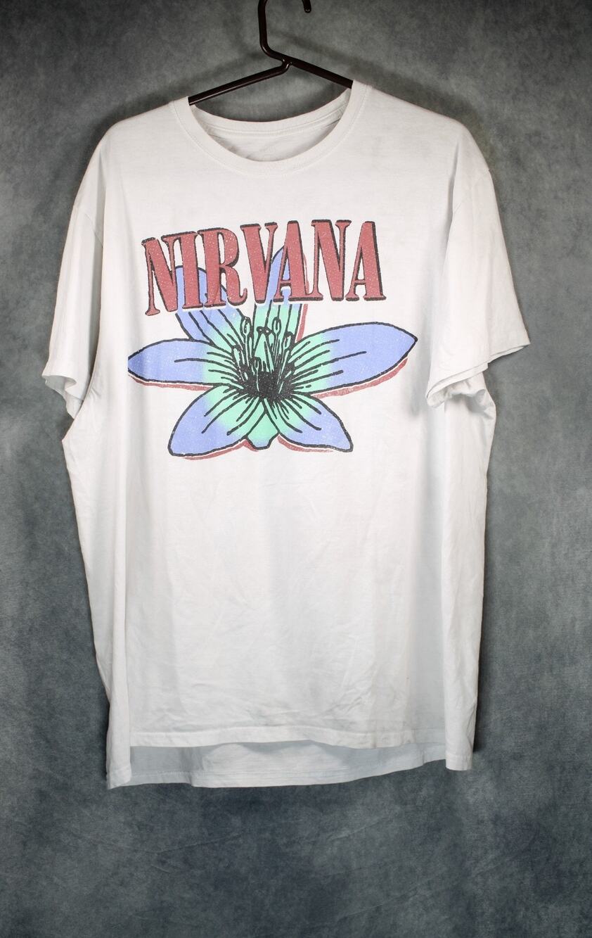 Nirvana Band T Shirt White Graphic Print Short Sleeve Crewneck XL